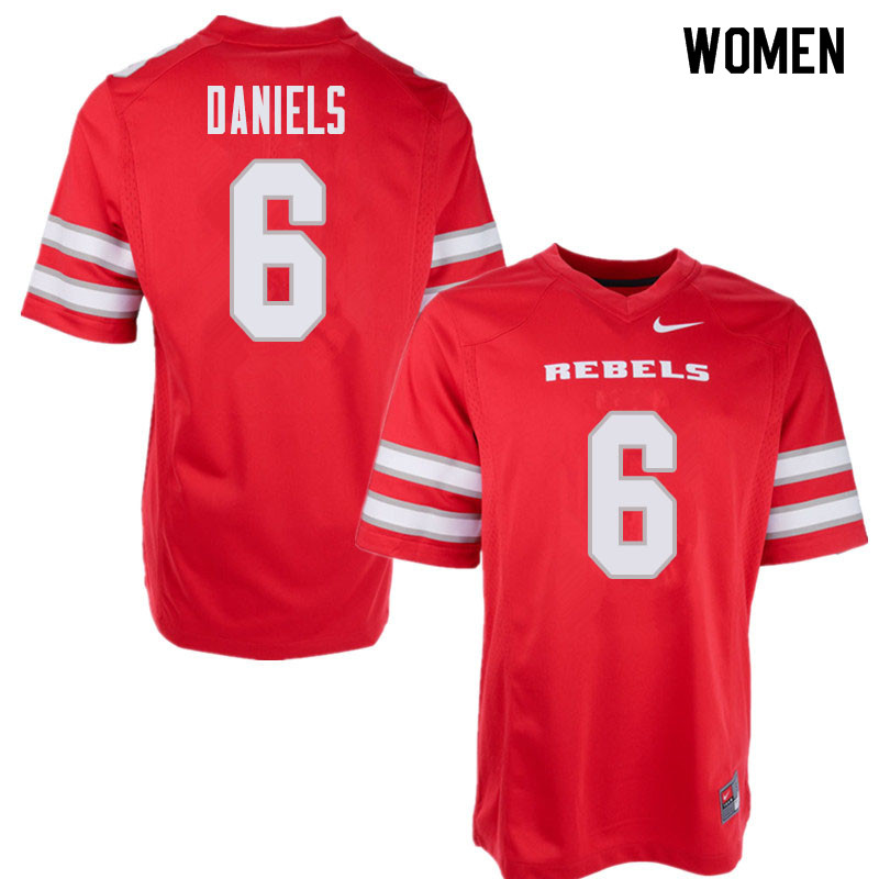 Women's UNLV Rebels #6 Tykenzie Daniels College Football Jerseys Sale-Red - Click Image to Close